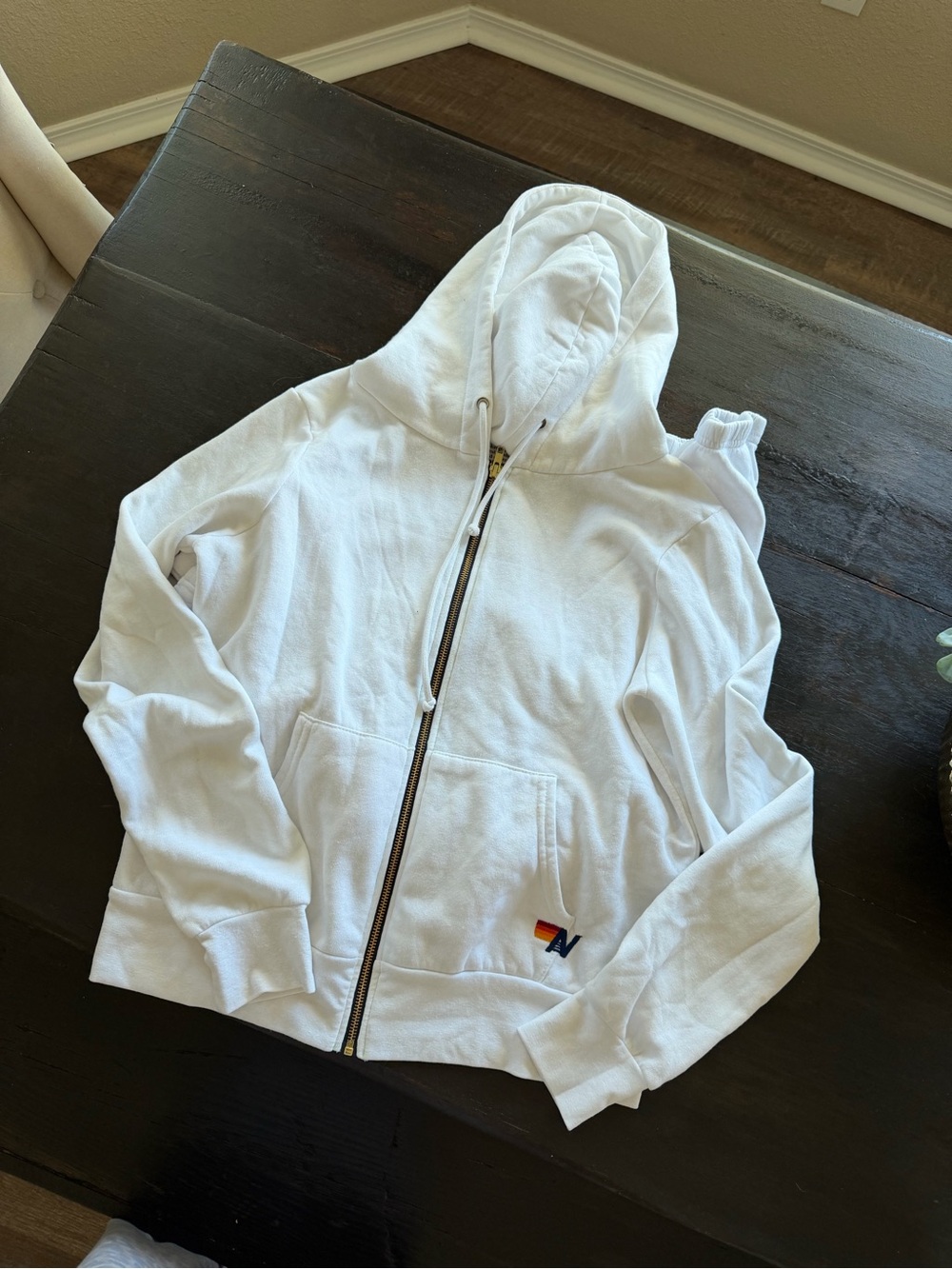Aviator Nation White Sweatoutfit with Black Lightning Bolt - Picture 2 of 5